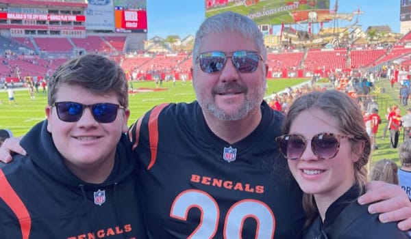 Attorney Jack Gatlin celebrates a Cincinnati Bengals game with his family
